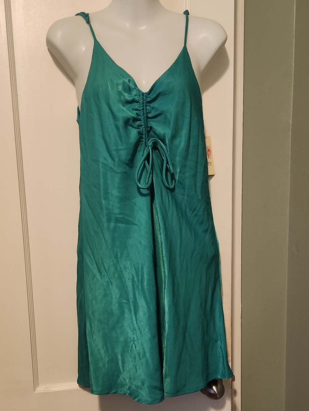 Green Slip Dress with Adjustable Front